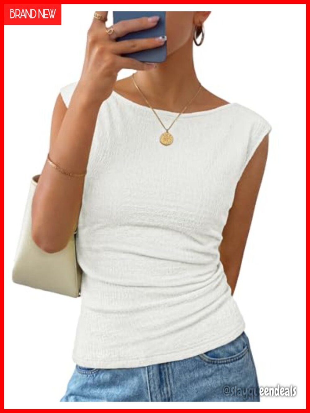 Women's Slim Fit Ruched Tank Top Cap Sleeve Boat Neck Cute Summer Going Out Top